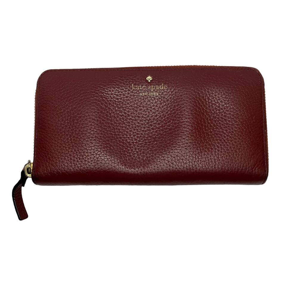 Kate Spade Burgundy Leather Continental Full Zip Wallet